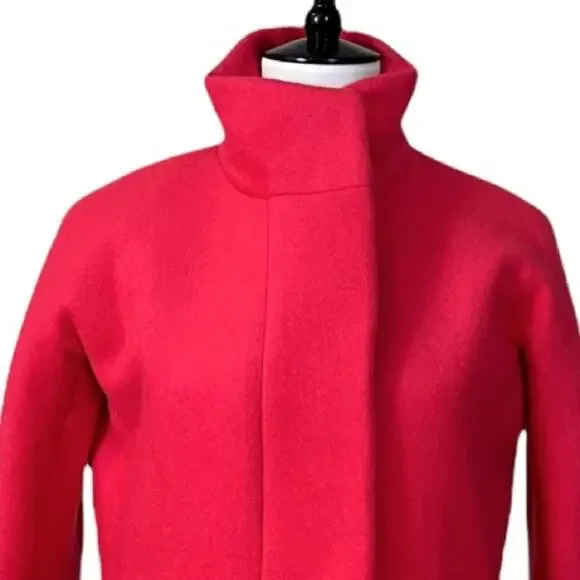 J. Crew Women's Wool Blend Stadium Cocoon Zip Front Coat Pink Women's Size 0 - Picture 8 of 12